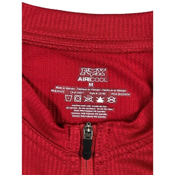 Fox Air Cool Men Red 1/4 Zip Jersey Short Sleeve Sz‎ M - Picture 3 of 6